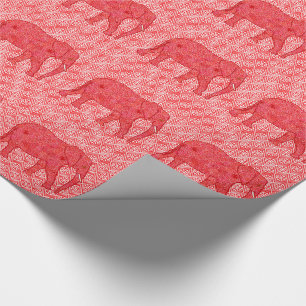 Blume Elefant - tiefrot und korallenrot Geschenkpapier