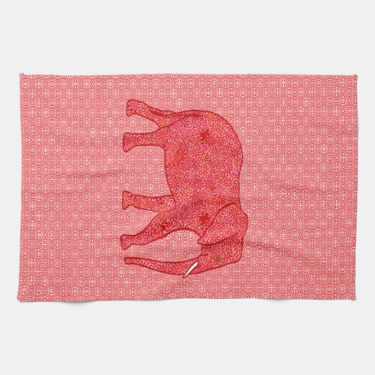 Blume Elefant - tiefrot und korallenrot Küchentuch (Horizontal)