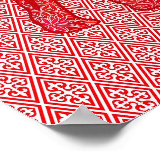 Blume Elefant - tiefrot und korallenrot Poster (Ecke)