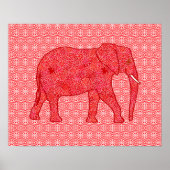 Blume Elefant - tiefrot und korallenrot Poster (Vorne)
