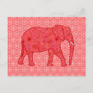 Blume Elefant - tiefrot und korallenrot Postkarte
