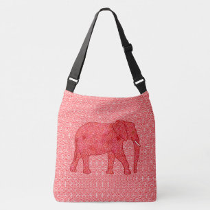 Blume Elefant - tiefrot und korallenrot Tragetaschen Mit Langen Trägern