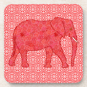 Blume Elefant - tiefrot und korallenrot Untersetzer