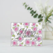 Blume Elegance Happy Holidays Card Feiertagspostkarte (Stehend Vorderseite)