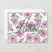 Blume Elegance Happy Holidays Card Feiertagspostkarte (Vorne/Hinten)
