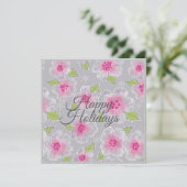 Blume Elegance Happy Holidays Geburtstagkarte Feiertagskarte (Stehend Vorderseite)