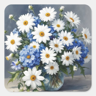 Blume Elegant Täglich Wasserfarben Quadratischer Aufkleber