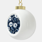 Blume Elegant Wasserfarbe Blau Keramik Kugel-Ornament (Rechts)