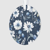 Blume Elegant Wasserfarbe Blau Ornament (Vorderseite)