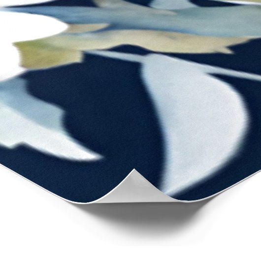 Blume Elegant Wasserfarbe Blau Poster (Ecke)