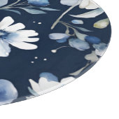 Blume Elegant Wasserfarbe Blau Schneidebrett (Ecke)