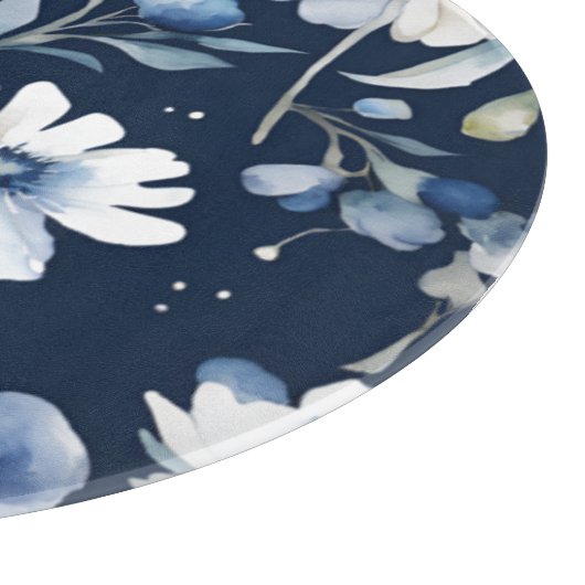 Blume Elegant Wasserfarbe Blau Schneidebrett (Ecke)