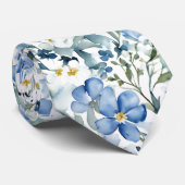 Blume Elegante Wasserfarbe Stilvolles Blau Krawatte (Gerollt)