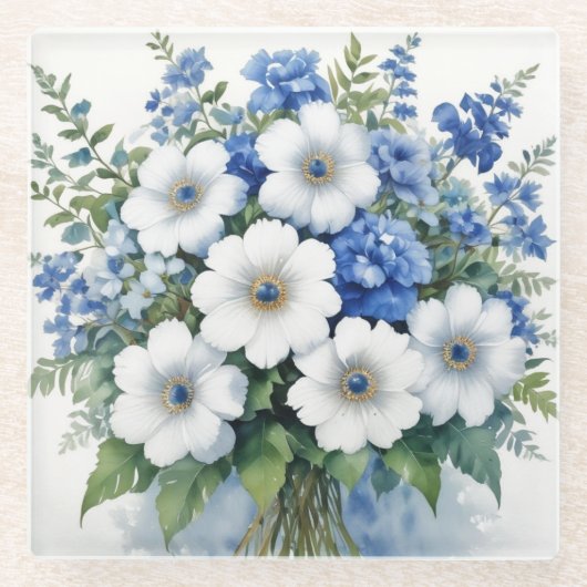 Blume Elegantes Wasser Glasuntersetzer (Vorderseite)