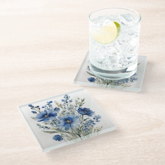 Blume Elegantes Wasser Glasuntersetzer (Schrägansicht)