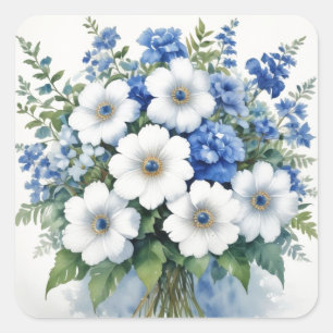 Blume Elegantes Wasser Quadratischer Aufkleber