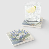 Blume Elegantes Wasser Steinuntersetzer (Seitenansicht)