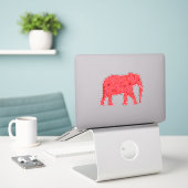 Blume Elephant, Deep Red and Coral Aufkleber (Laptop auf Schreibtisch)