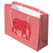 Blume Elephant, Deep Red and Coral Große Geschenktüte (Rückseite Schrägansicht)