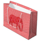 Blume Elephant, Deep Red and Coral Große Geschenktüte (Vorderseite Schrägansicht)