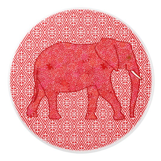 Blume Elephant, Deep Red and Coral Keramikknauf (Vorderseite)