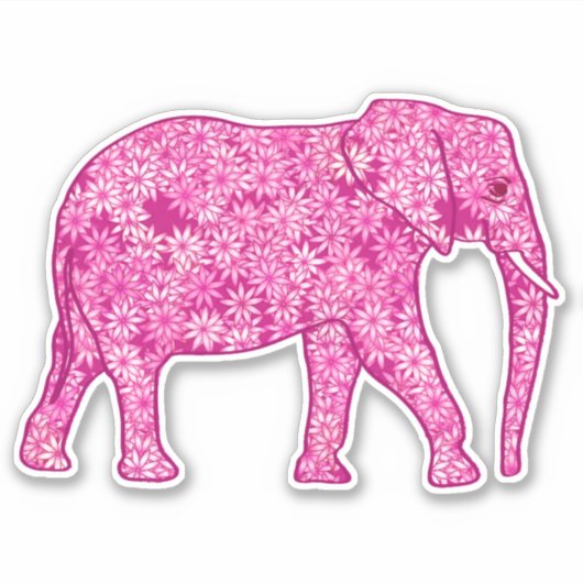 Blume Elephant, Fuchsia und Pastellrosa Aufkleber (Vorderseite)