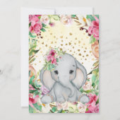 Blume Elephant Girl Birthday Einladung (Rückseite)