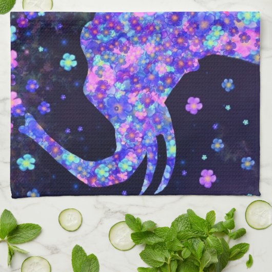 Blume Elephant Küchentuch (Gefaltet)
