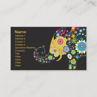 Blume Elephant Niedlich Girly Floral Mode Visitenkarte