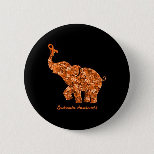 Blume Elephant Orange Ribbon Leukämie Bewusstsein Button (Vorderseite)