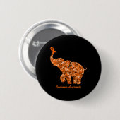 Blume Elephant Orange Ribbon Leukämie Bewusstsein Button (Vorne & Hinten)