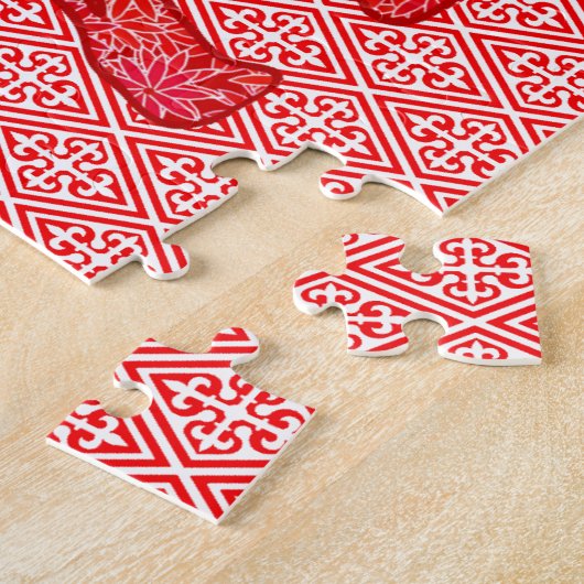 Blume Elephant Rot und Weiß Puzzle (Seite)