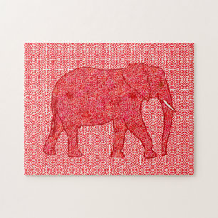 Blume Elephant Rot und Weiß Puzzle