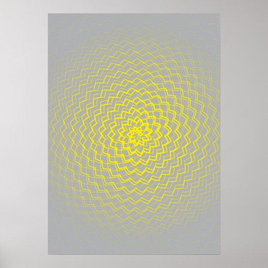 Blume Energiemuster gelb grau Poster (Vorne)