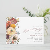 Blume-Engagement im Herbst Bloom Burgund Einladung (Stehend Vorderseite)