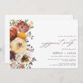 Blume-Engagement im Herbst Bloom Burgund Einladung (Vorne/Hinten)