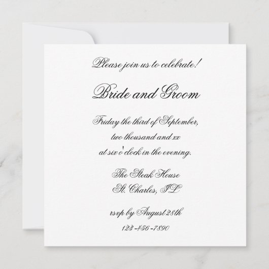 Blume-Engagement-Partei für Schwarz und Weiß Einladung (Rückseite)