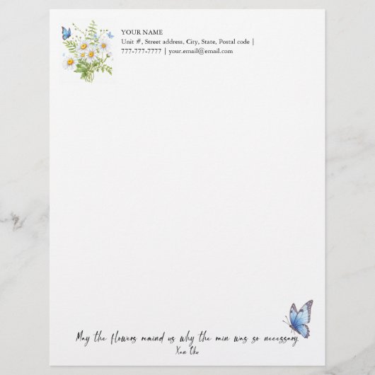 Blume erinnern uns briefbogen (Vorderseite)