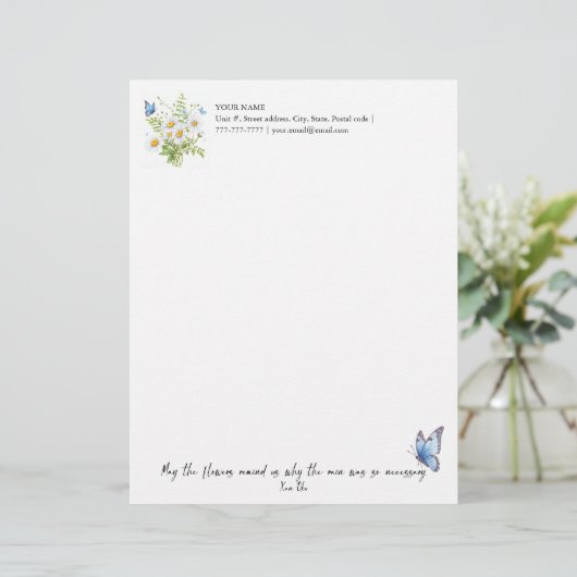 Blume erinnern uns briefbogen (Stehend Vorderseite)