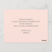 Blume erröten. Floral Wirst du meine Brautfrau sei Postkarte (Rückseite)