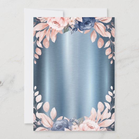 Blume Erste Blaue Metallische Heilige Kommune Einladung (Rückseite)