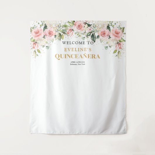 Blume Eukalyptus gold Quinceanera Wandteppich (Vorderseite)