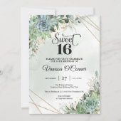 Blume Eukalyptus-Goldrahmen Einladung (Vorderseite)