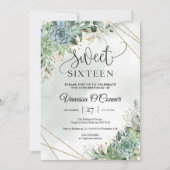 Blume Eukalyptus-Goldrahmen Einladung (Vorderseite)