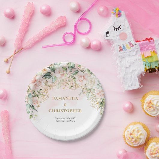 Blume Eukalyptus-Hochzeit Pappteller (Party)