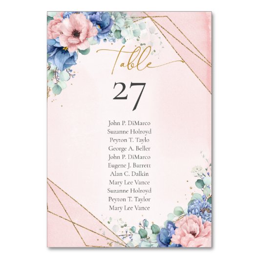 Blume Eukalyptus Tischnummer (Vorderseite)