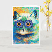 Blume Eyes Cat, Louis Wain Karte (Gelbe Blume)