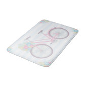 Blume Fahrrad Niedlich Spaß Hipster Rosa Blauer Ba Badematte (Schrägansicht)