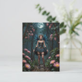 Blume Faia auf Vollmond Postkarte (Stehend Vorderseite)