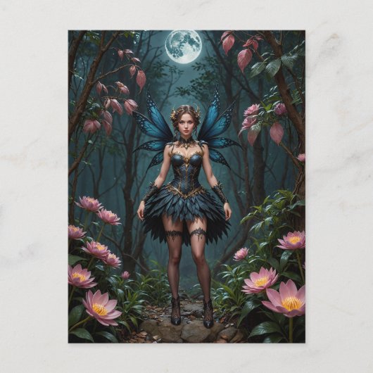 Blume Faia auf Vollmond Postkarte (Vorderseite)